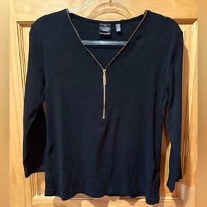 Rafaella Black Zip-Front Women's Top size L